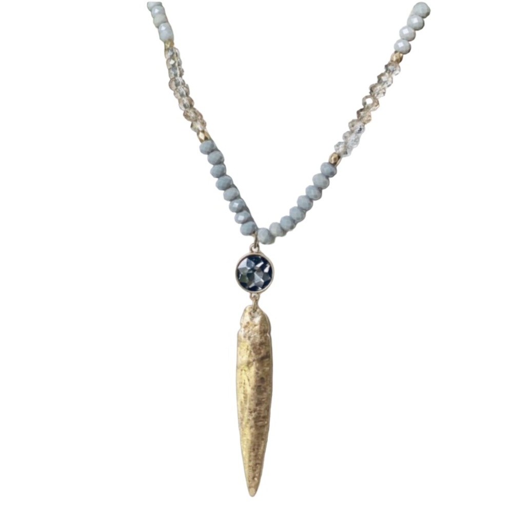 Canvas metal bead speared necklace